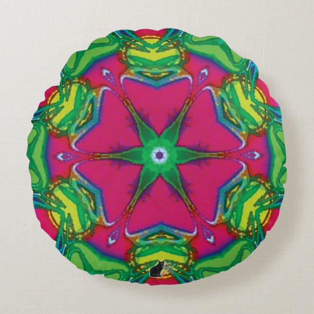 Petals Kaleidoscope Rund Kudde (Framsidan)