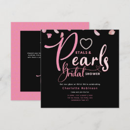 PETALS OCH PEARLS Rosa Black Chic Möhippa Inbjudningar