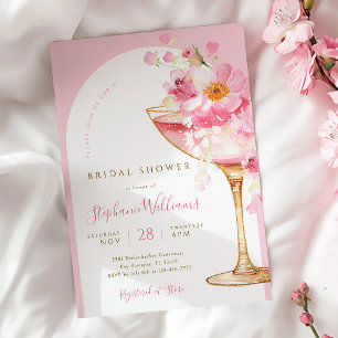 Petals och Prosecco Arch Inbjudningskort för möhip