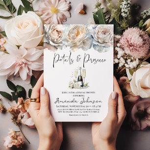 Petals och Prosecco Blommigt Bow Möhippa Inbjudningar