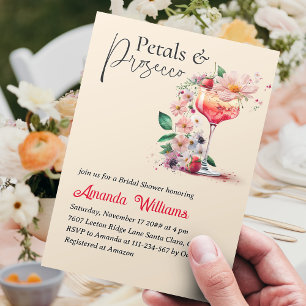 Petals och Prosecco Blommigt Möhippa Brunch Inbjudningar