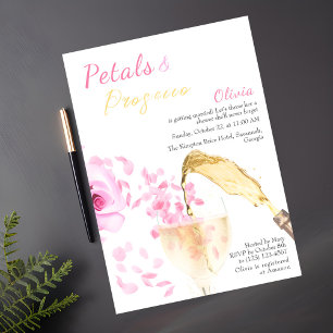 Petals och Prosecco Bröllop Möhippa Inbjudningar