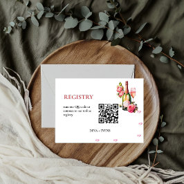Petals- och Prosecco Bröllop-registernummer QR COD Tilläggskort
