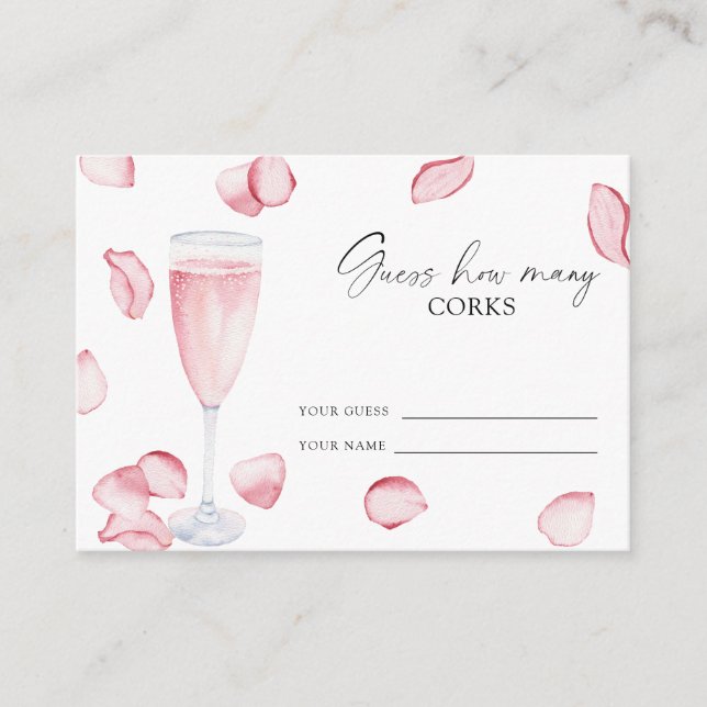 Petals och Prosecco - gissa hur många kork Tilläggskort (Framsida)