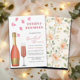 Petals och Prosecco Guld Flaska Möhippa Inbjudningar