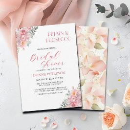 Petals och Prosecco Guld Glitter Möhippa Inbjudningar