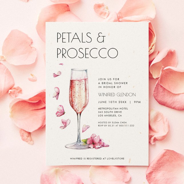 Petals och Prosecco Inbjudningskort för möhippan (Skapare uppladdad)