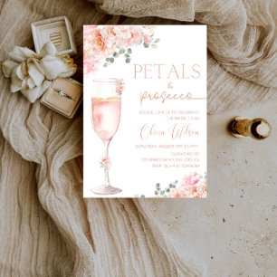 Petals och Prosecco Möhippa-Blommigt Champagne Inbjudningar