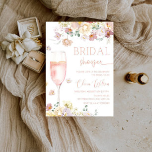 Petals och Prosecco Möhippa-Blommigt Champagne Inbjudningar