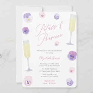 Petals och Prosecco Möhippa Brunch Party Inbjudningar