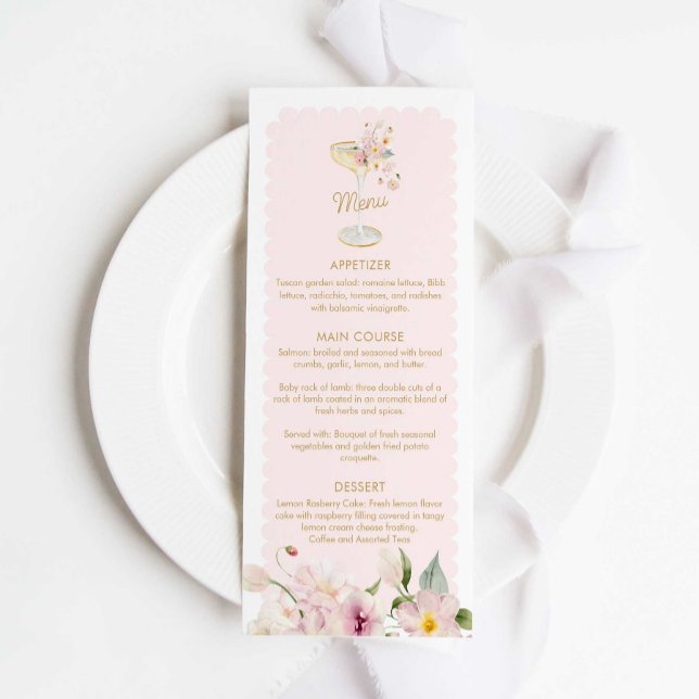 Petals och Prosecco Möhippa Menu Meny (Skapare uppladdad)