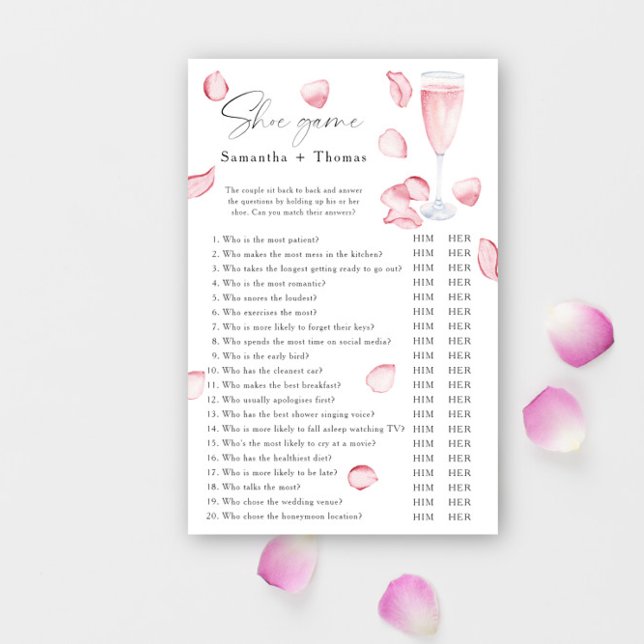 Petals och Prosecco möhippa Shoe-spel (Skapare uppladdad)
