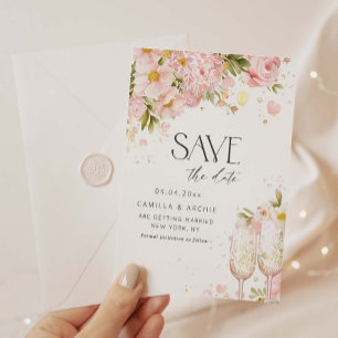 Petals och Prosecco Save Date Spara Datumet