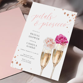 Petals och Prosecco Script Möhippa Inbjudningar