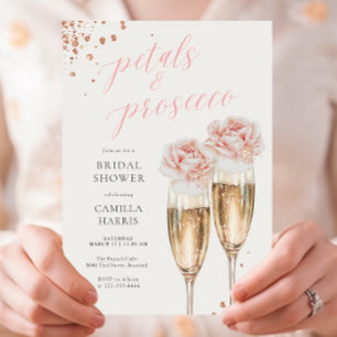 Petals och Prosecco Script  Möhippa Inbjudningar