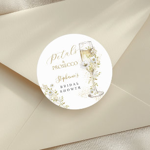 Petals och Prosecco Vilda blommor Bröllopsdusch Runt Klistermärke
