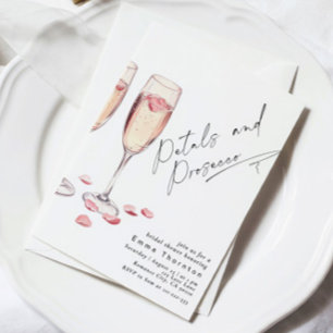 Petals och Proseccos minimala moderna Möhippa Inbjudningar