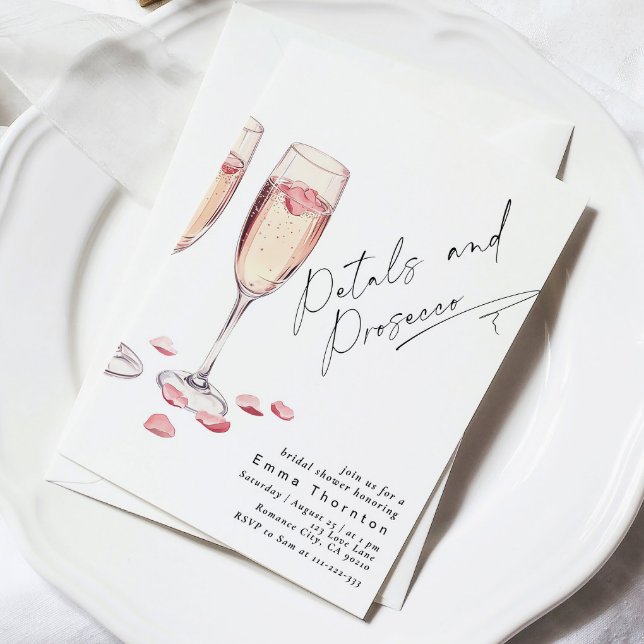 Petals och Proseccos minimala moderna Möhippa Inbjudningar (Skapare uppladdad)
