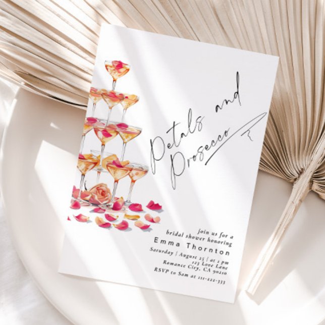 Petals och Proseccos minimala moderna Möhippa Inbjudningar (Skapare uppladdad)