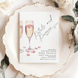 Petals och Proseccos minimala moderna Möhippa Inbjudningar