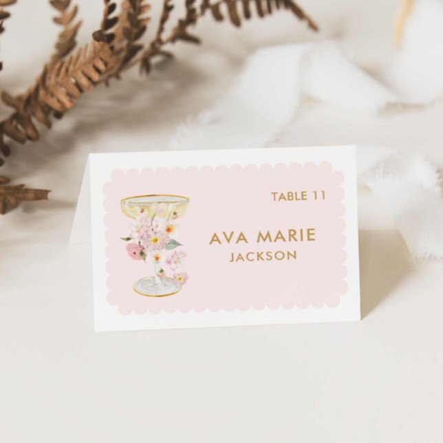 Petals och Proseccos Möhippa Plattskort Bordsnummer (Petals and Prosecco Place Cards)