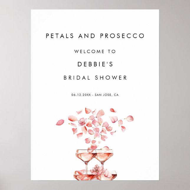 Petals och Proseccos Möhippa Välkommen Poster (Framsidan)