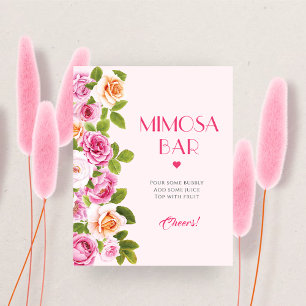 Petals och Proseccos rosa blommigt Mimosa Pub Poster