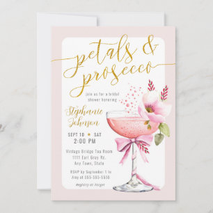 Petals och Proseccos Rosa Flower Shower Inbjudningar