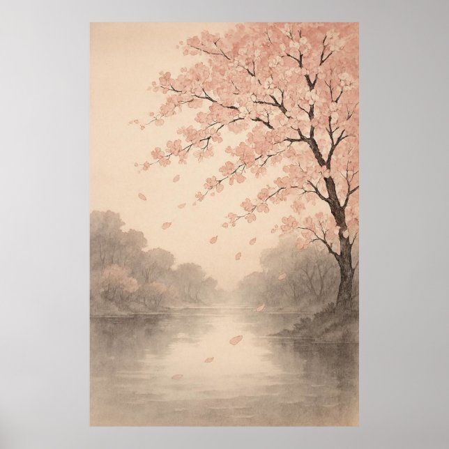 Petals on the River Springtime Serenity Poster (Framsidan)