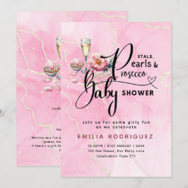 Petals Pearls Prosecco Baby Shower Inbjudningar
