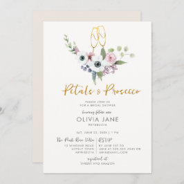 Petals Prosecco Anemones Guld Bubly Möhippa Inbjudningar