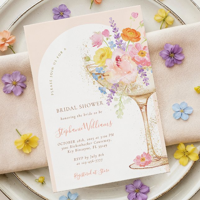 Petals & Prosecco Arch Bridal Shower Invitation Inbjudningar (Skapare uppladdad)