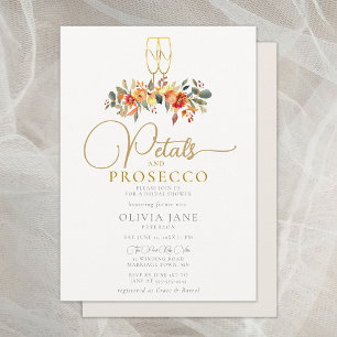Petals Prosecco Autumn Guld Fall Möhippa Inbjudningar