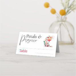 Petals Prosecco Blommig Bröllopsdusch Brunchfest Placeringskort