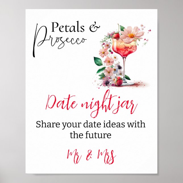Petals Prosecco Blommig Bröllopsfest Brunch Dejtin Poster (Framsidan)