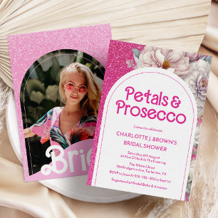 Petals & Prosecco Blommigt Arch Boho Möhippa Inbjudningar