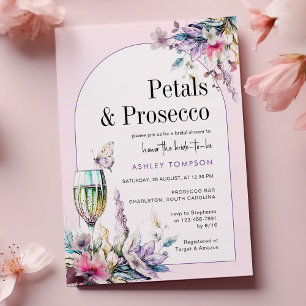Petals & Prosecco Blommigt Arch Möhippa Inbjudningar