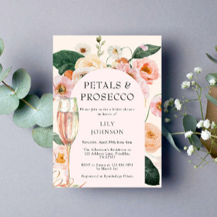 Petals & Prosecco Blommigt Arch Möhippa Inbjudningar