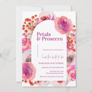 Petals & Prosecco Blommigt Arch Summer Möhippa Inbjudningar