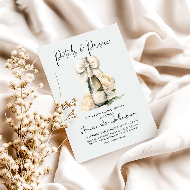 Petals & Prosecco Blommigt Bow Möhippa Inbjudningar (Skapare uppladdad)