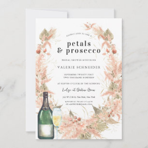 Petals & Prosecco Blommigt Champagne Möhippa Inbjudningar