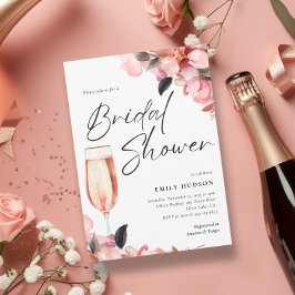Petals & Prosecco Blommigt Inbjudningskort för möh