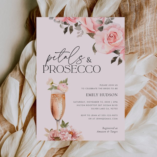 Petals & Prosecco Blommigt Inbjudningskort för möh (Skapare uppladdad)
