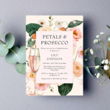 Petals & Prosecco Blommigt Inbjudningskort för möh
