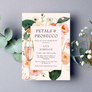 Petals & Prosecco Blommigt Inbjudningskort för möh