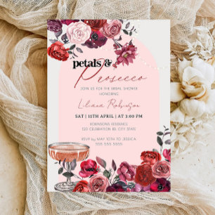 Petals & Prosecco Blommigt Inbjudningskort för möh