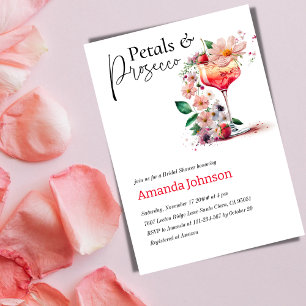 Petals & Prosecco Blommigt Möhippa Brunch Inbjudningar