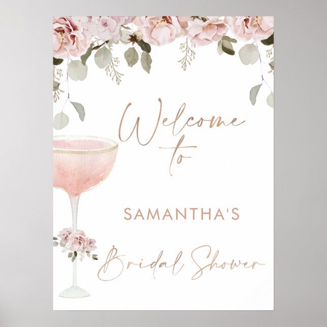 Petals Prosecco  Blommigt Möhippa Välkommen Poster (Framsidan)