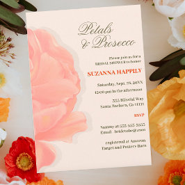 Petals & Prosecco Blommigt  Rosa Möhippa Inbjudningar