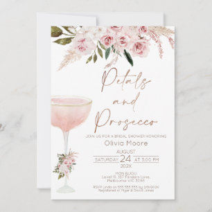 Petals Prosecco Boho Blommigt Möhippa Inbjudningar